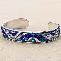 Sterling silver and wool cuff bracelet,