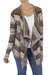 100% alpaca cardigan, 'Espresso Trails' - 100% alpaca Wool Cardigan in Espresso and Ivory from Peru thumbail