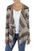 100% alpaca cardigan, 'Espresso Trails' - 100% alpaca Wool Cardigan in Espresso and Ivory from Peru (image 2b) thumbail