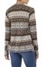 100% alpaca cardigan, 'Espresso Trails' - 100% alpaca Wool Cardigan in Espresso and Ivory from Peru (image 2c) thumbail