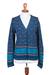 100% alpaca cardigan, 'Soft Azure' - 100% Alpaca Wool Cardigan in Azure and Smoke from Peru thumbail