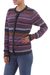 100% alpaca cardigan, 'Vibrant Life' - Multicolored 100% Alpaca Cardigan with Wood Buttons (image 2b) thumbail