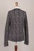 100% alpaca cardigan, 'Floral Trails' - 100% Alpaca Wool Floral Cardigan in Black and Tan from Peru (image 2f) thumbail