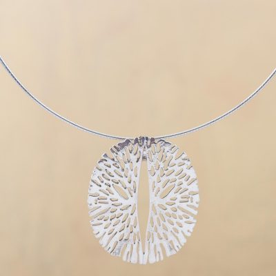 Sterling silver pendant necklace, Coral Circle