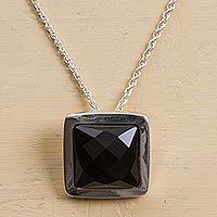 Obsidian pendant necklace,