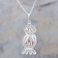 Sterling silver filigree pendant necklace,