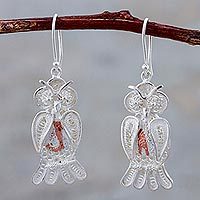 Sterling silver filigree dangle earrings,