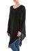 Poncho, 'Black Tulip Petal' - Long Black Women's Poncho from Peru (image 2b) thumbail