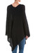 Poncho, 'Black Tulip Petal' - Long Black Women's Poncho from Peru (image 2c) thumbail