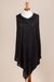 Poncho, 'Black Tulip Petal' - Long Black Women's Poncho from Peru (image 2d) thumbail
