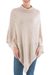 Knit poncho, 'Beige Reality Squared' - Beige Poncho with Turtleneck from Peru thumbail
