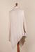 Knit poncho, 'Beige Reality Squared' - Beige Poncho with Turtleneck from Peru (image 2e) thumbail