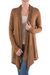 Cardigan sweater, 'Copper Waterfall Dream' - Long Sleeved Brown Cardigan Sweater from Peru thumbail