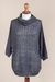 Pullover sweater, 'Evening Flight in Grey' - Grey Pullover Sweater with Three Quarter Length Sleeves (image 2d) thumbail