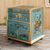Reverse painted glass jewelry box, 'Teal Flowers' - Teal Wood Jewelry Box with Floral Motifs from Peru thumbail