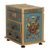 Reverse painted glass jewelry box, 'Teal Flowers' - Teal Wood Jewelry Box with Floral Motifs from Peru (image 2a) thumbail