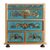Reverse painted glass jewelry box, 'Teal Flowers' - Teal Wood Jewelry Box with Floral Motifs from Peru (image 2b) thumbail