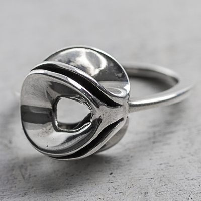 Modern Design Sterling Silver Cocktail Ring from Peru
