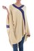 Poncho, 'Tan and Navy Beam of Light' - Tan and Navy Blue Peruvian Knit Bohemian Drape Poncho (image 2a) thumbail