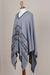 Cotton blend poncho, 'Memories Past in Blue' - Bohemian Poncho in Blue Geometric Pattern from Peru (image 2f) thumbail