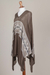 Cotton blend poncho, 'Brown Inca' - Woven Dark Brown Poncho with Stripe from Peru (image 2g) thumbail