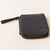 Leather wallet, 'Nighttime Dark' - Unisex Black Leather Wallet with Handle from Peru (image 2) thumbail