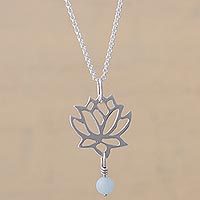 Aquamarine floral pendant necklace,