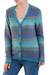 100% alpaca cardigan, 'Harbor Lights' - 100% Alpaca Wool Cardigan Sweater from Peru (image 2b) thumbail