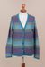 100% alpaca cardigan, 'Harbor Lights' - 100% Alpaca Wool Cardigan Sweater from Peru (image 2d) thumbail