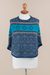 100% alpaca mini poncho, 'Andean Evening' - Blue 100% Alpaca Wool Mini Poncho from Peru (image 2d) thumbail