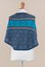 100% alpaca mini poncho, 'Andean Evening' - Blue 100% Alpaca Wool Mini Poncho from Peru (image 2e) thumbail