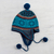 Women's 100% alpaca chullo hat, 'Andean Snowfall' - Alpaca Chullo Hat in Azure and Smoke from Peru (image 2) thumbail