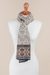 100% alpaca scarf, 'Andean Patterns' - 100% Alpaca Wrap Scarf in Tan and Eggshell from Peru (image 2c) thumbail