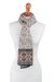 100% alpaca scarf, 'Andean Patterns' - 100% Alpaca Wrap Scarf in Tan and Eggshell from Peru (image 2d) thumbail
