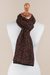 100% alpaca scarf, 'Floral Andes' - 100% Alpaca Knit Floral Wrap Scarf in Black and Brick (image 2c) thumbail