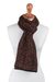 100% alpaca scarf, 'Floral Andes' - 100% Alpaca Knit Floral Wrap Scarf in Black and Brick (image 2d) thumbail