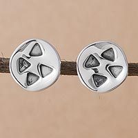Sterling silver button earrings,