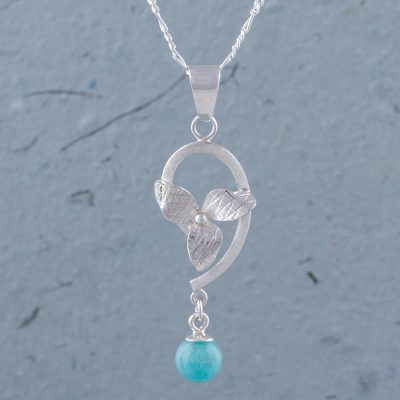 Amazonite pendant necklace, Floating Flower