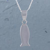 Sterling silver pendant necklace, 'Hungry Fish' - Sterling Silver Fish Pendant Necklace from Peru
