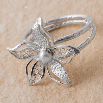 Sterling Silver Floral Cocktail Ring from Peru