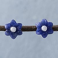 Sodalite flower stud earrings,