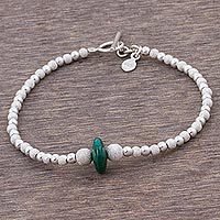 Chrysocolla beaded pendant bracelet,