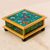 Reverse painted glass decorative box, 'Teal Winter Butterflies' - Reverse Painted Glass Teal Box with Multicolor Butterflies (image 2c) thumbail