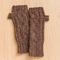 Alpaca blend fingerless gloves,