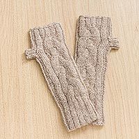 Alpaca blend fingerless gloves,