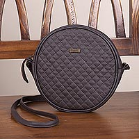 Leather sling handbag Chic Circle in Espresso Peru