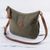 Leather accent cotton shoulder bag, 'Clay Satisfaction' - Leather Accent Cotton Shoulder Bag in Clay from Peru thumbail