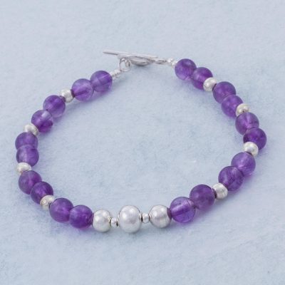 Amethyst beaded bracelet, Touch of Purple