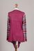 Cotton blend cardigan, 'Pisac Market in Wine' - Wine Open Front Cardigan with Multicolor Sleeves (image 2f) thumbail