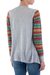 Cotton blend cardigan, 'Market Walk in Ash Grey' - Solid Grey Open Cardigan with Multicolored Patterned Sleeves (image 2c) thumbail